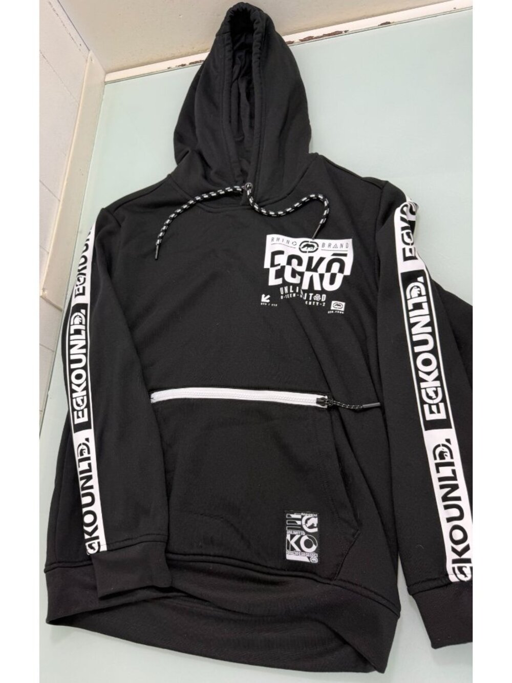 Ecko Unltd Hoodie Pullover Mens Small S Black Zipper Y2K Skater Streetwear